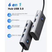 Hub USB C 6 en 1 ORICO con HDMI 4K y 4 Puertos USB 3.0