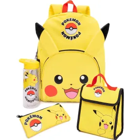 Mochila Pikachu para Niños con Botella y Set de Almuerzo