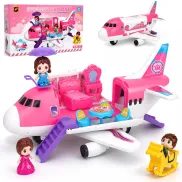 Avión Juguete Rosa para Niñas con Figuras y Accesorios