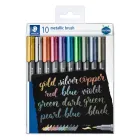 Estuche de 10 rotuladores metálicos punta pincel STAEDTLER