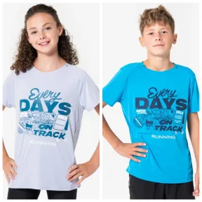 Camiseta niña KIPRUN Dry+ 500 azul transpirable running