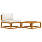Sofá de jardín de madera de acacia con cojín - Set 2 pzas