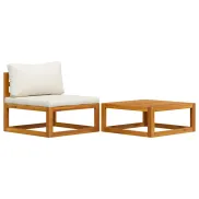 Sofá de jardín de madera de acacia con cojín - Set 2 pzas