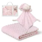 Manta Rosa Bebé Recién Nacido + Doudou Osito en Caja