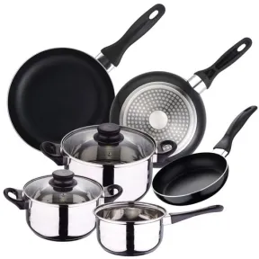 Set de 3 Sartenes + Batería de Cocina 5pc Acero Inox