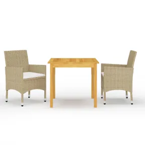 Juego de jardín beige de comedor vidaXL en 3 piezas