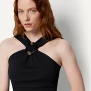 Top Mujer Halter Acanalado con Detalle de Resina Amazon Essentials
