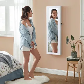 Espejo Joyero de Pared con Luces LED y Armario para Joyas