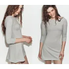 Vestido gris corto cuello barco | Tallas S a L