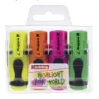 Juego de 4 rotuladores fluorescentes neón - punta biselada