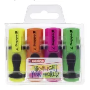 Juego de 4 rotuladores fluorescentes neón - punta biselada