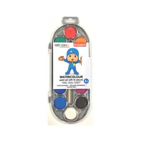 Pocoyo Bruynzeel set multicolor de 12 pastillas de acuarelas