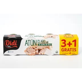 Atún claro DIDI en aceite de oliva, Pack 3+1 4x70g
