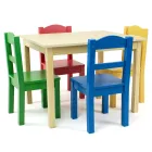 Mueble infantil: mesa y 4 sillas de madera para niñ@s