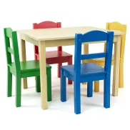 Mueble infantil: mesa y 4 sillas de madera para niñ@s