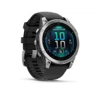 Garmin Fénix E 47 mm, Acero plata, Correa negra, GPS AMOLED