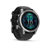 Garmin Fénix E 47 mm, Acero plata, Correa negra, GPS AMOLED