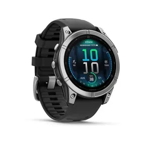 Garmin Fénix E 47 mm, Acero plata, Correa negra, GPS AMOLED