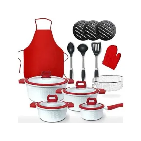 Batería Premium GRIDINLUX Elitechef 22 piezas, Aluminio blanco.