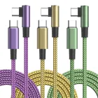 Cable USB C Rápido 3Pack 2M Nylon 90° para iPhone y Galaxy