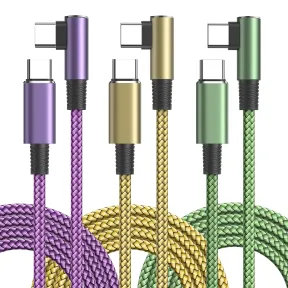 Cable USB C Rápido 3Pack 2M Nylon 90° para iPhone y Galaxy