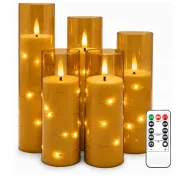 Velas LED Color Champán con Llama Realista y Mando Inclusivo