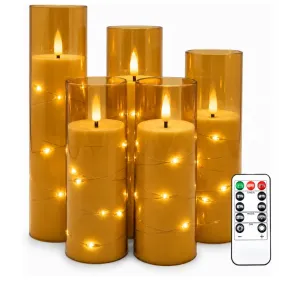 Velas LED Color Champán con Llama Realista y Mando Inclusivo