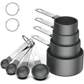Tazas y cucharas medidoras apilables negras para cocinar