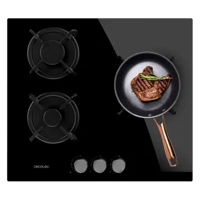 Placa de Gas Bolero Squad Cristal Negro 3 Fuegos 6,25kW