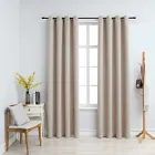 Cortinas beige opacas de anillas metálicas 140x175 cm - 2 piezas