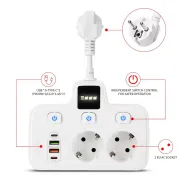 Regleta de Enchufe con Luz LED y Interruptores Independientes