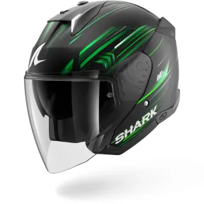 Casco Moto Jet SKWAL I3 Light-BLUR Black Green White KGW