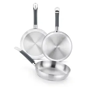 Set de 3 Sartenes de Acero Inoxidable Libres de PFAS