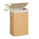 Cesta de Lavandería Plegable de Bambú con Tapa, 72 L