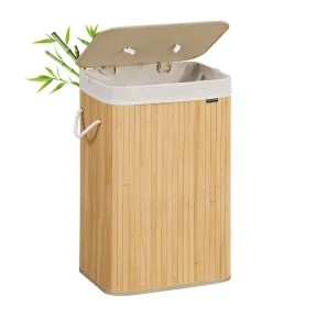 Cesta de Lavandería Plegable de Bambú con Tapa, 72 L