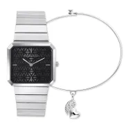 Pulsera de Plata + Reloj de Acero Inoxidable