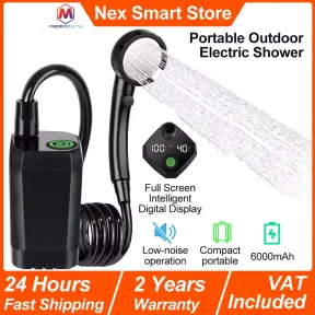 Ducha portátil para exteriores, recargable 6000mAh, pantalla smart