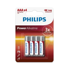 Pilas Alcalinas AAA LR03 1.5V - Pack de 4 Philips Power