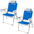 Sillas de Playa Plegables AKTIVE, 8 Posiciones, Azul, Cojines