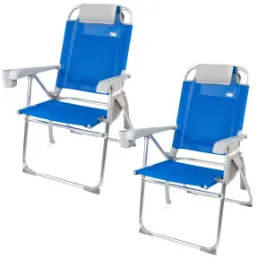 Sillas de Playa Plegables AKTIVE, 8 Posiciones, Azul, Cojines