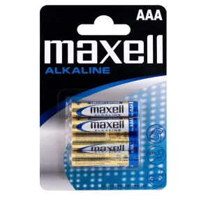 Pilas alcalinas AAA Maxell LR03-B4MXL, pack de 4 unidades.