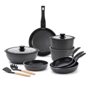 Juego de 13 Piezas de Cocina y 3 Sartenes Apta Inducción