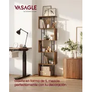 Estantería de Madera y Acero en Forma de S de 6 Niveles