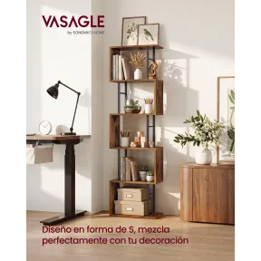 Estantería de Madera y Acero en Forma de S de 6 Niveles