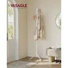 Perchero de Madera Maciza VASAGLE, Árbol Ajustable 8 Ganchos