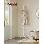 Perchero de Madera Maciza VASAGLE, Árbol Ajustable 8 Ganchos