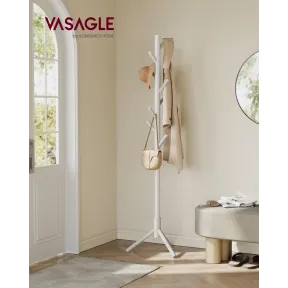Perchero de Madera Maciza VASAGLE, Árbol Ajustable 8 Ganchos
