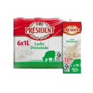 Leche Desnatada Président de Galicia, Pack 6 x 1 L