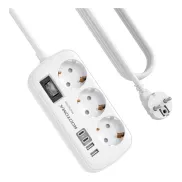 Regletas con Interruptor, 3 Tomas y USB, Protección Sobretensión