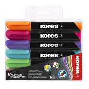 Rotulador permanente Kores M20903 XP2 - 6 colores, punta biselada